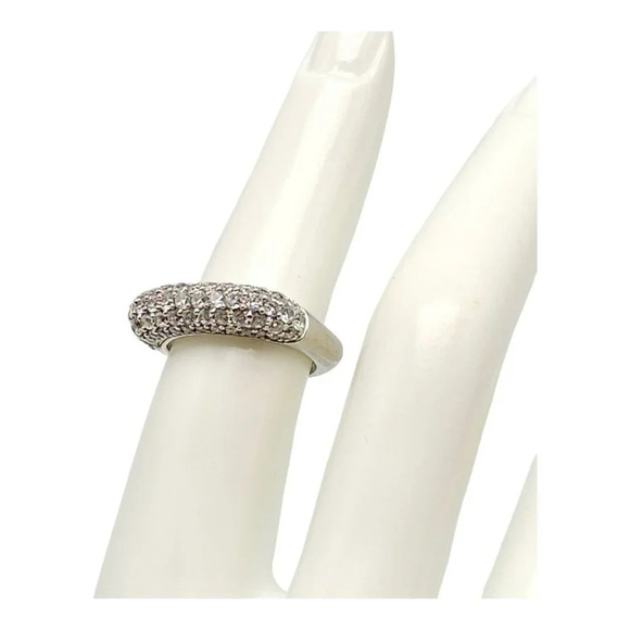 925 Sterling Silver Pave Cubic Zirconia Band Square Shape Ring 6 - Picture 3 of 6